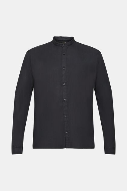 Shirt with banded collar