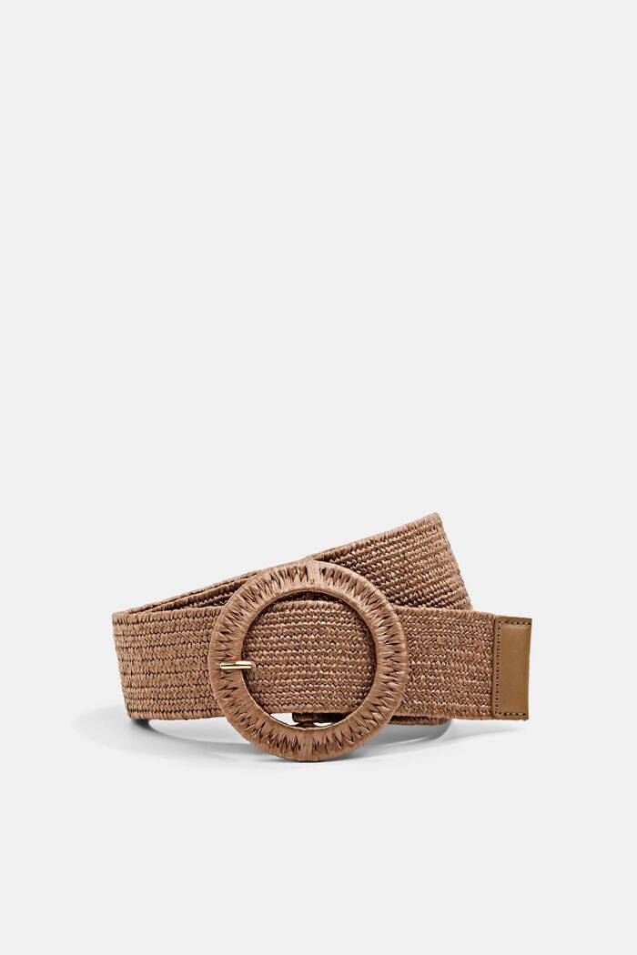 Plaited belt with a round buckle
