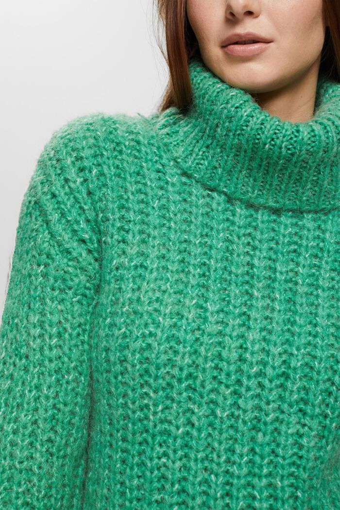 Chunky roll neck jumper with alpaca and wool, LIGHT GREEN, detail image number 2