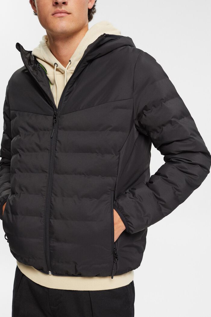 Quilted jacket with hood, BLACK, detail image number 2