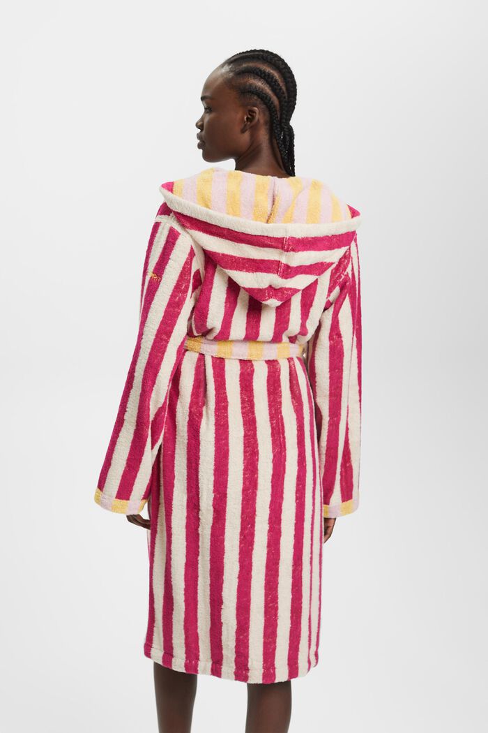 Striped unisex cotton bathrobe, CRANBERRY, detail image number 3