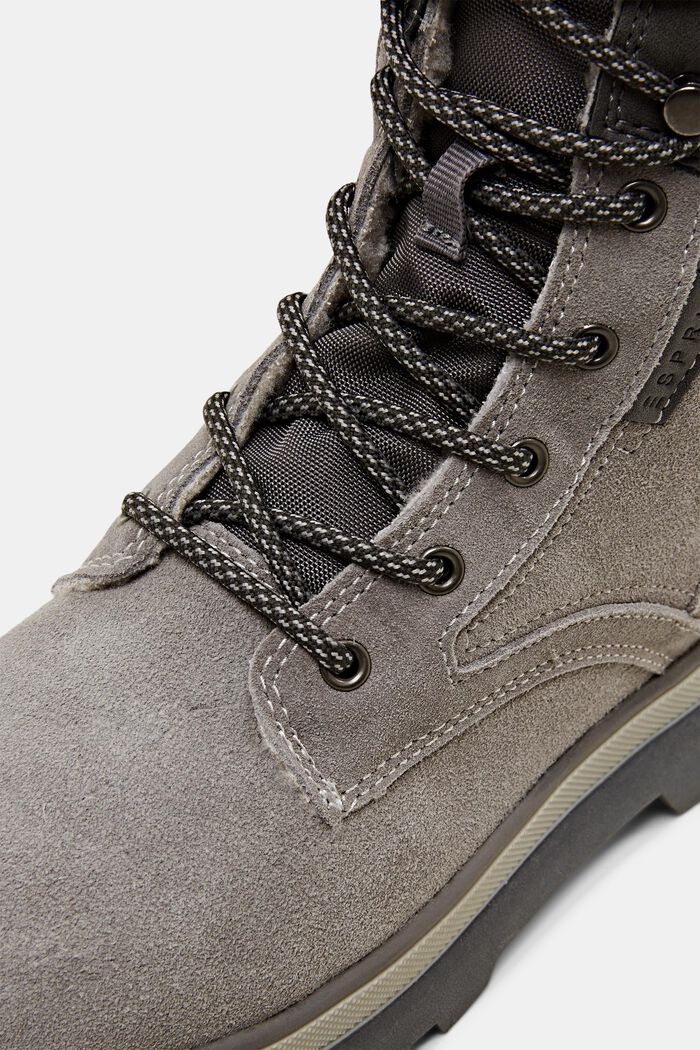 Suede lace-up boots with chunky sole, GREY, detail image number 2