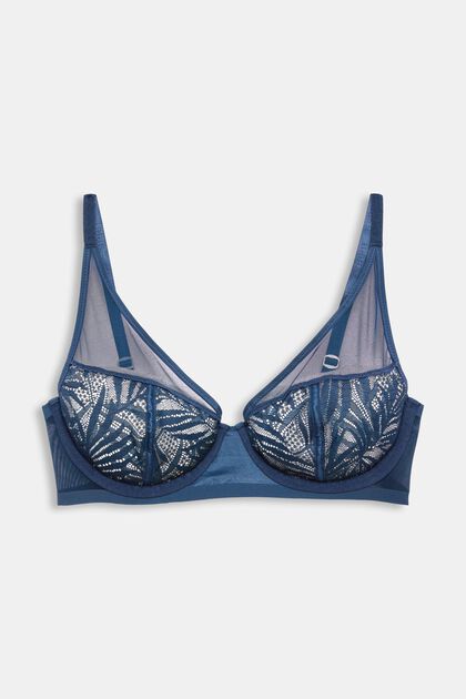 High apex underwired lace bra, INK, overview