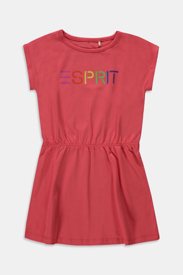 Jersey dress with a colourful logo print