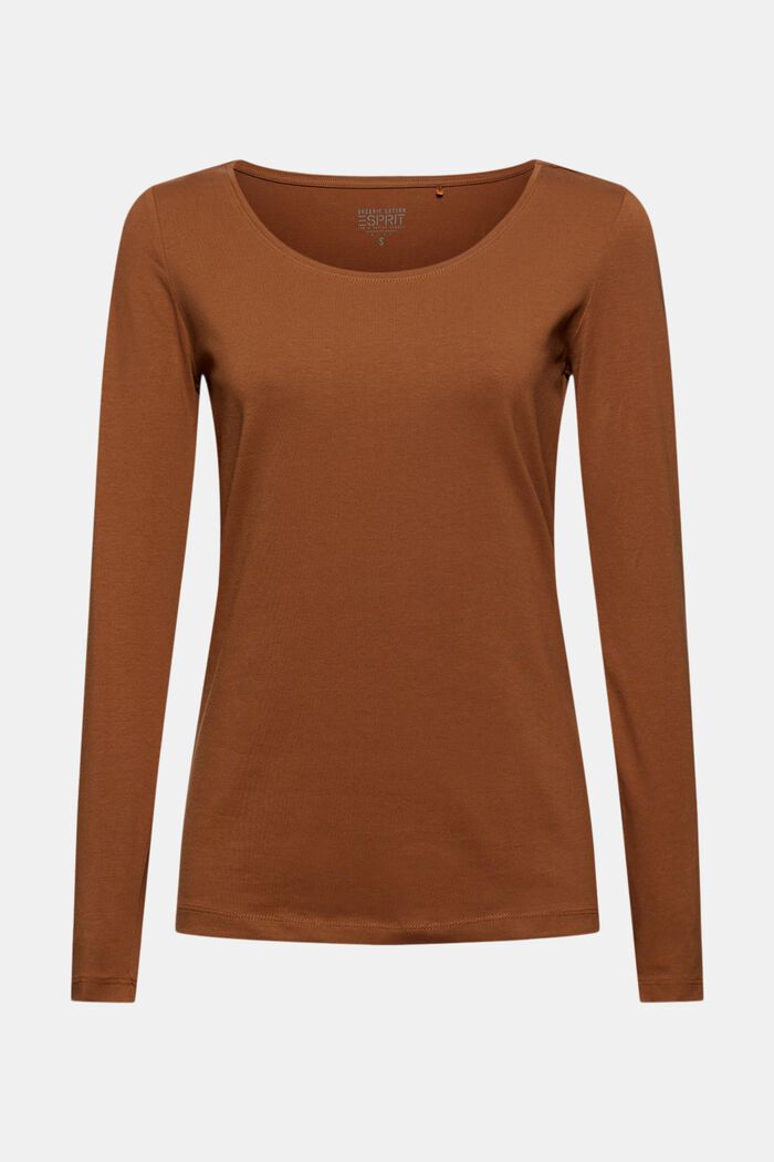 Long sleeve top made of organic cotton with stretch, TOFFEE, detail image number 6