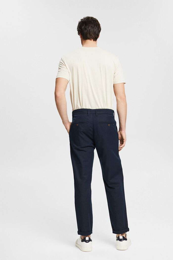 Made of blended linen: chinos, NAVY, detail image number 3