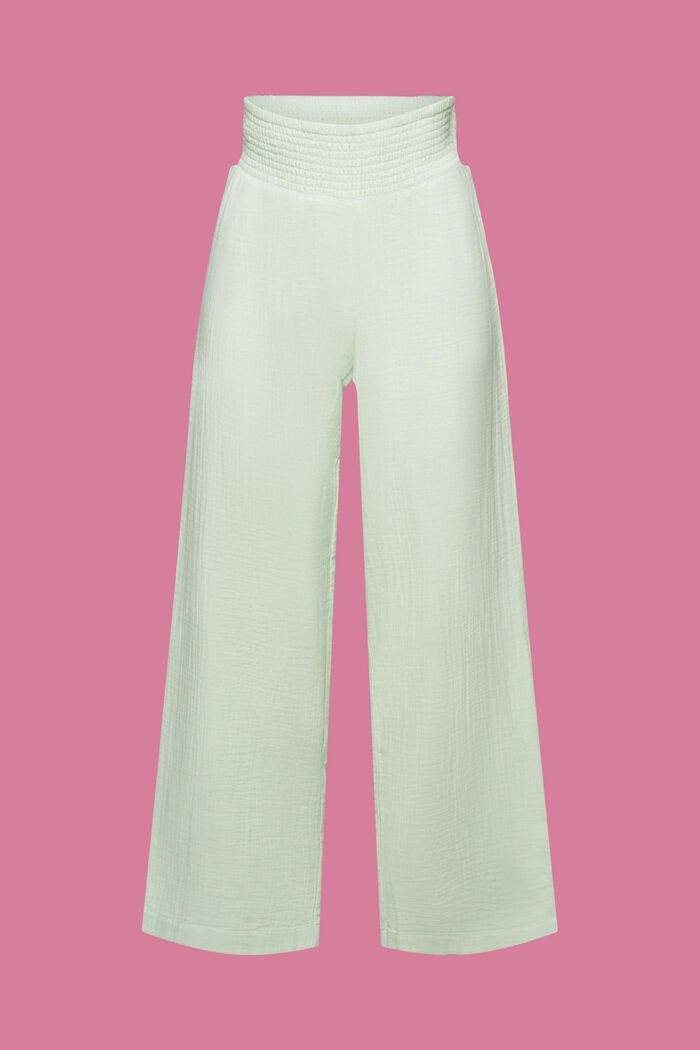 Wide leg trousers, 100% cotton, DUSTY GREEN, detail image number 5
