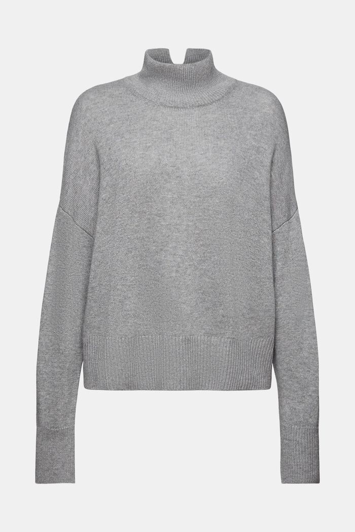 Wool-Blend Mockneck Sweater, MEDIUM GREY, detail image number 6