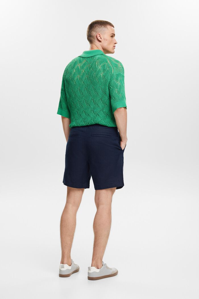 Cotton-Linen Bermuda Shorts, NAVY, detail image number 2