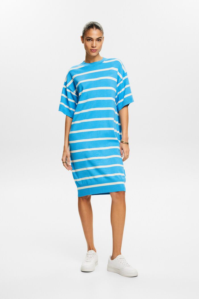 Oversized Striped Knit Dress, BRIGHT BLUE, detail image number 1