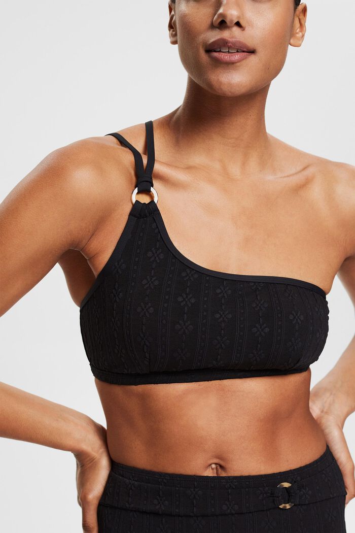 Padded crop top with a textured pattern