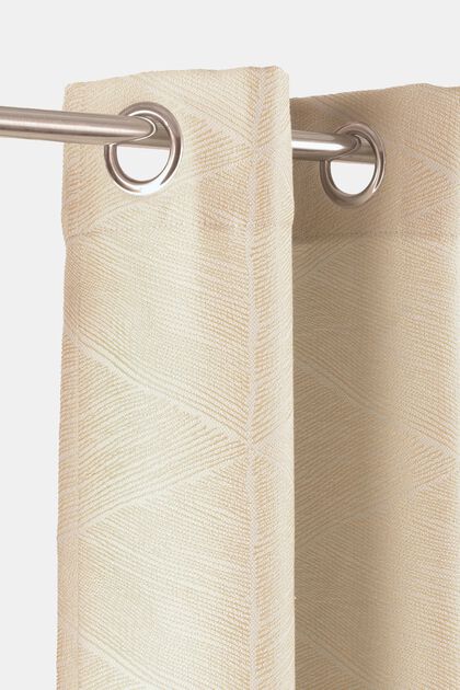 Eyelet top curtains with graphic pattern