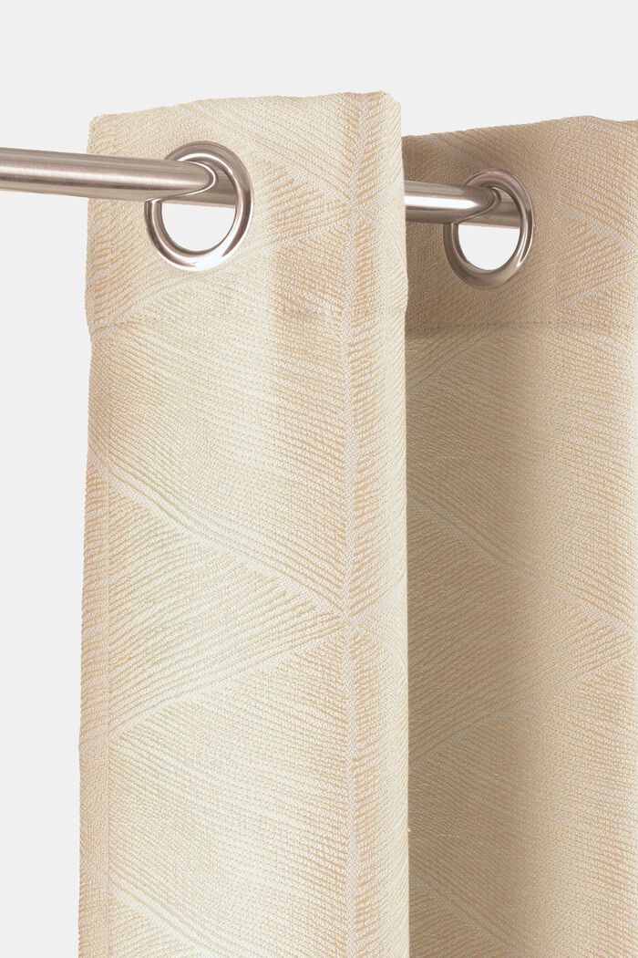 Eyelet top curtains with graphic pattern, BEIGE, detail image number 1