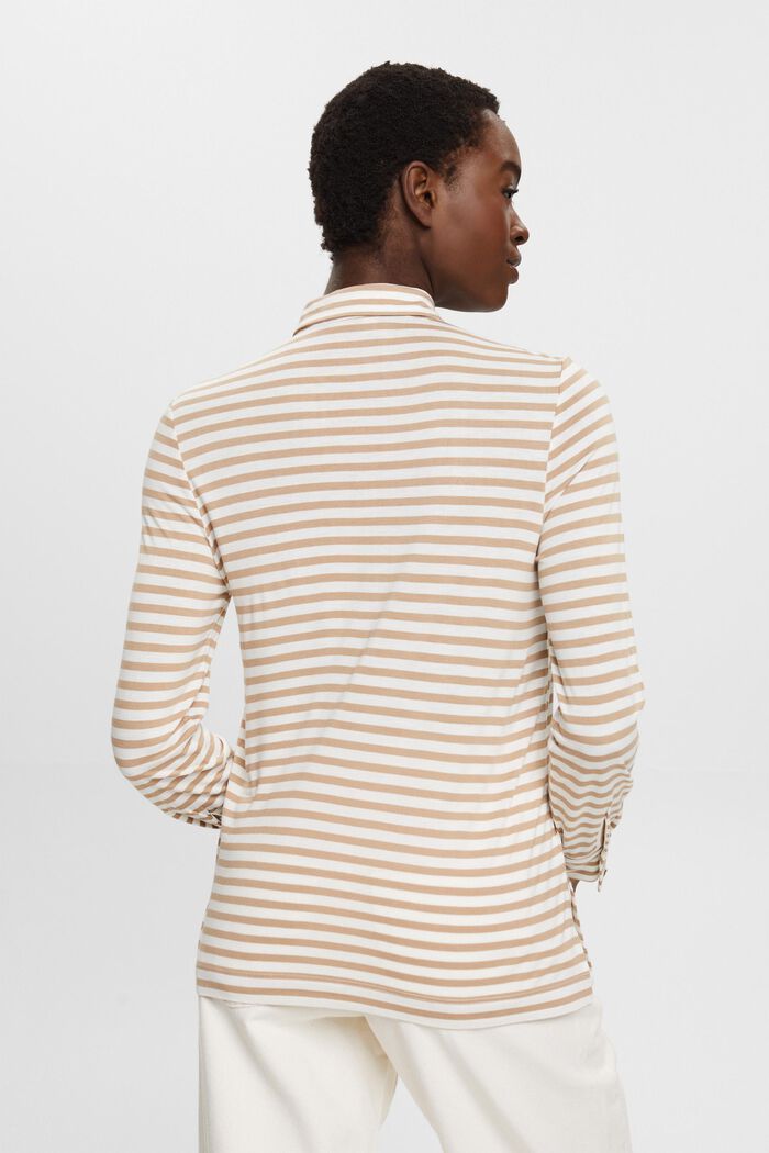 Striped long-sleeved top with buttons, OFF WHITE, detail image number 3