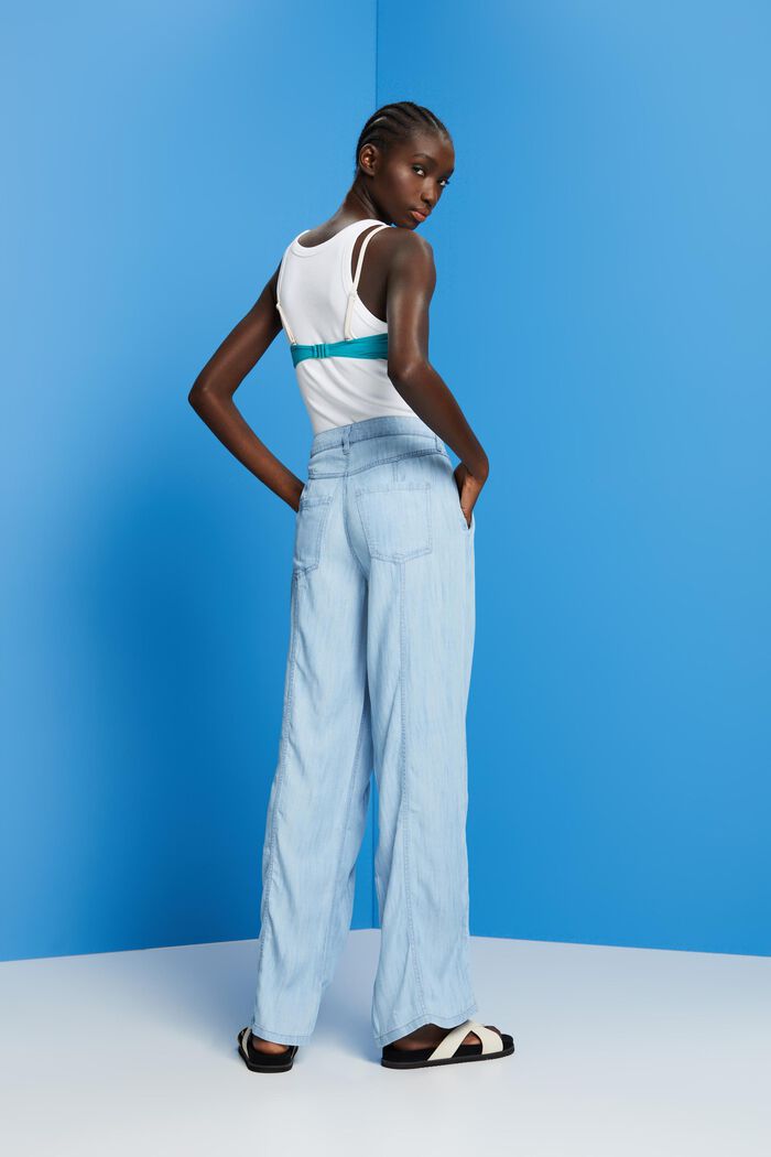 High-rise wide leg trousers, BLUE LIGHT WASHED, detail image number 3