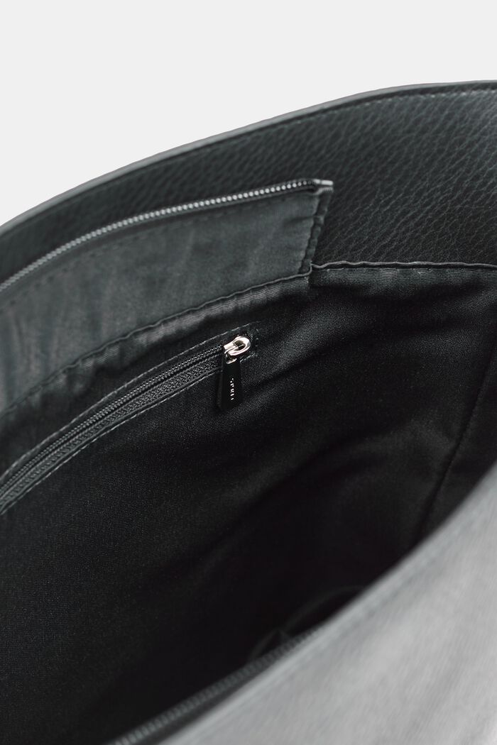 Faux Leather Hobo Shoulder Bag, BLACK, detail image number 3