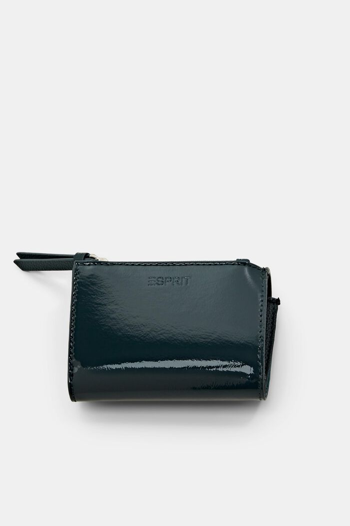 Glossy Fold-Over Wallet, DARK TEAL GREEN, detail image number 3