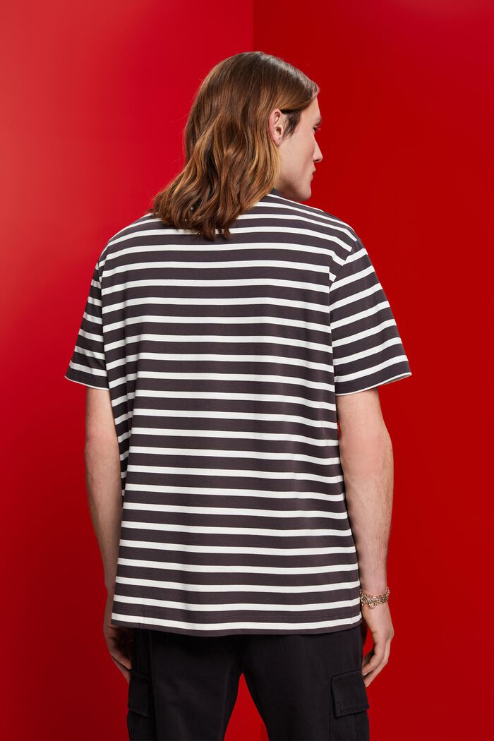 Striped sustainable cotton t-shirt, ANTHRACITE, detail image number 3