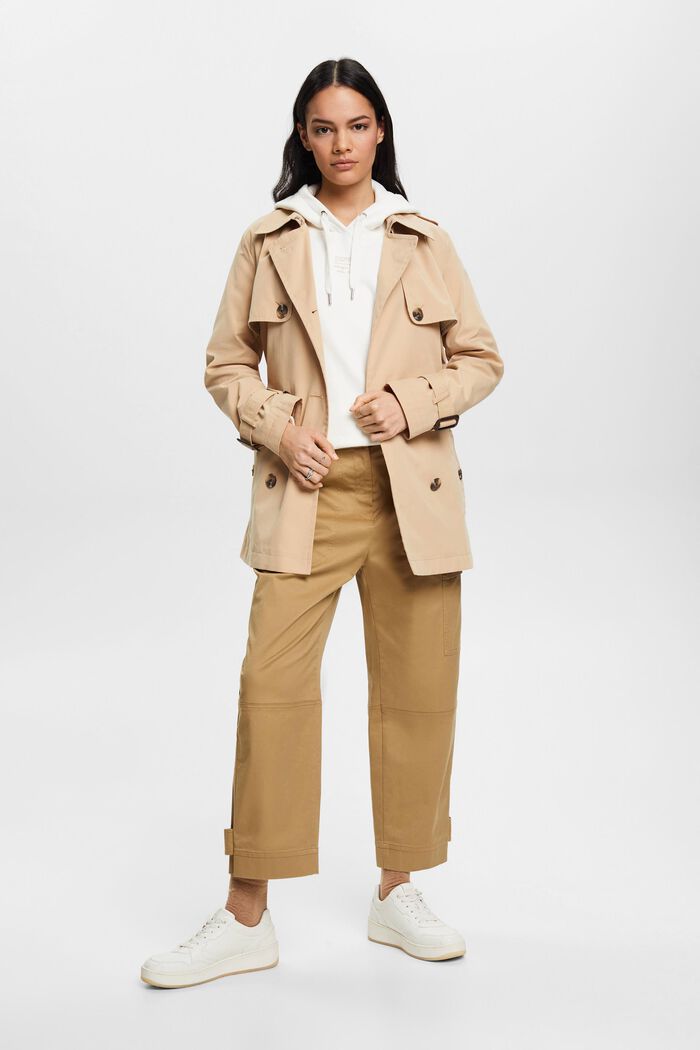 Short trench coat with belt, SAND, detail image number 4