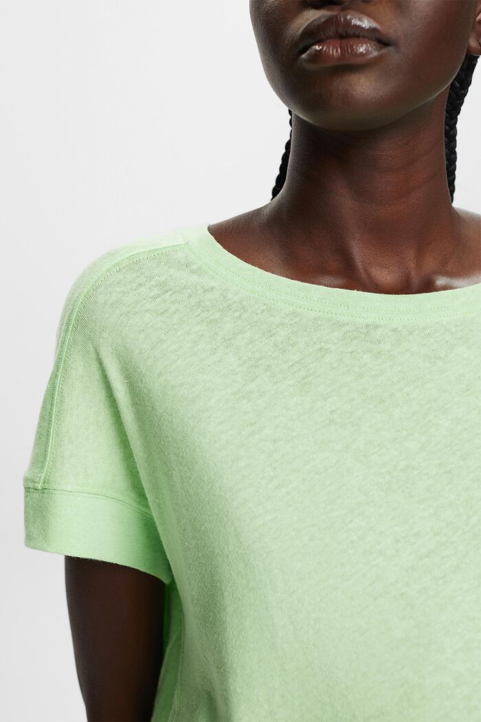Cotton and linen blended t-shirt, CITRUS GREEN, detail image number 2