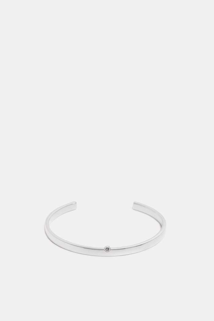Bangle with zirconia, made of stainless steel, SILVER, detail image number 0