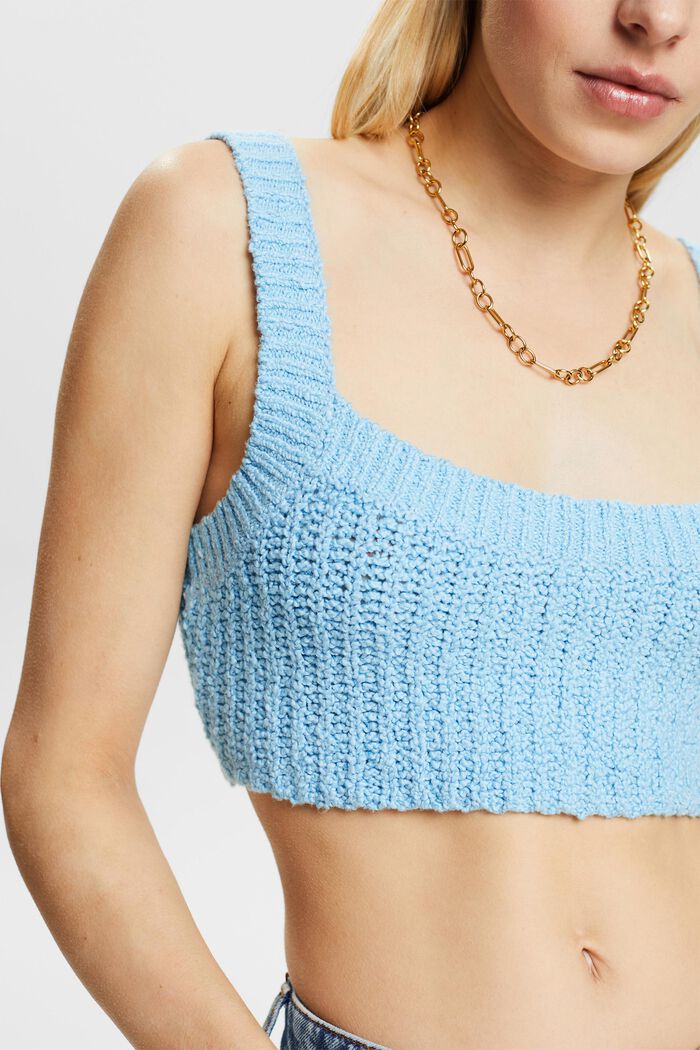 Bouclé Knit Cropped Top, LIGHT TURQUOISE, detail image number 2