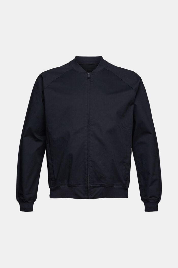 Bomber jacket made of blended organic cotton, NAVY, overview