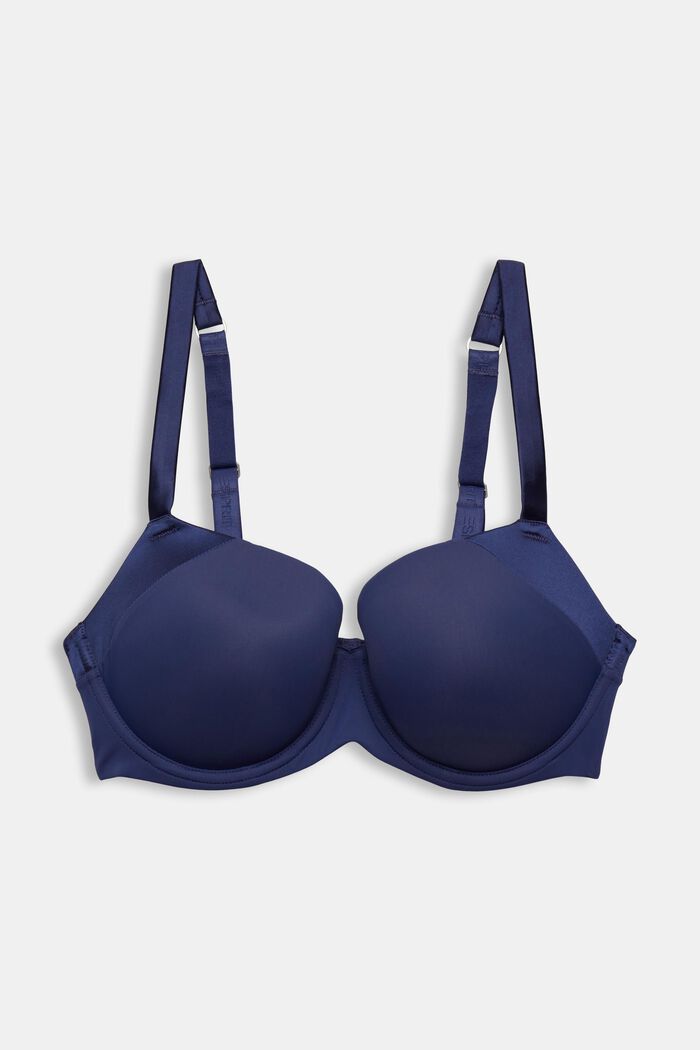 Shiny block, padded and underwired bra, DARK BLUE, detail image number 0