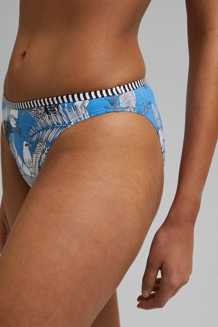 Recycled: bikini briefs with tropical print, BLUE, detail image number 2
