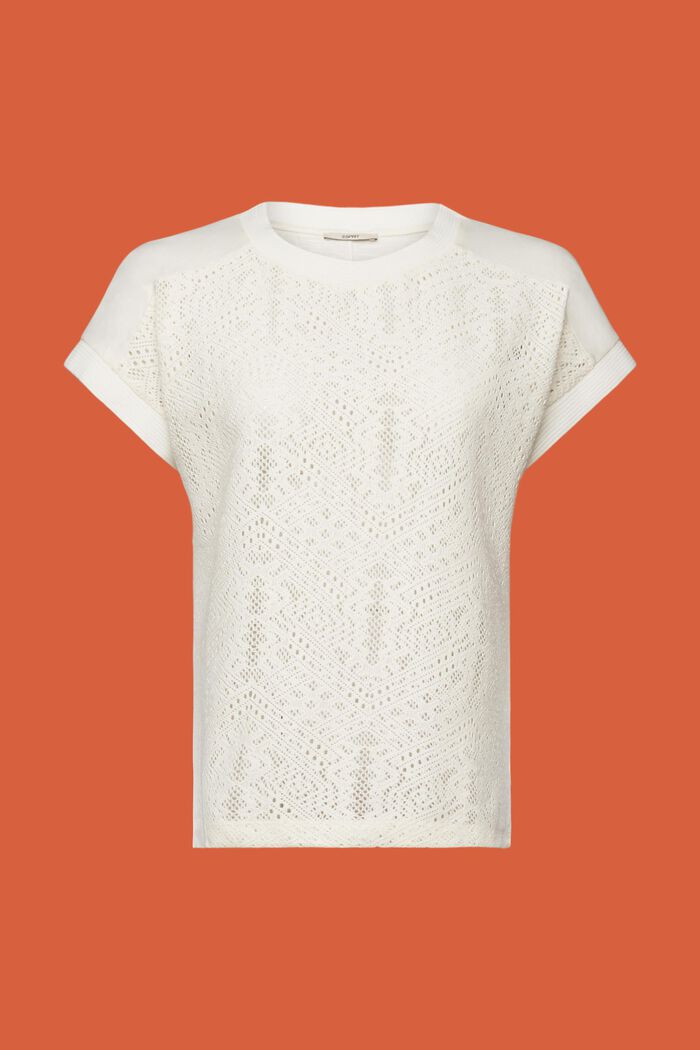 T-shirt with crochet front, OFF WHITE, detail image number 6