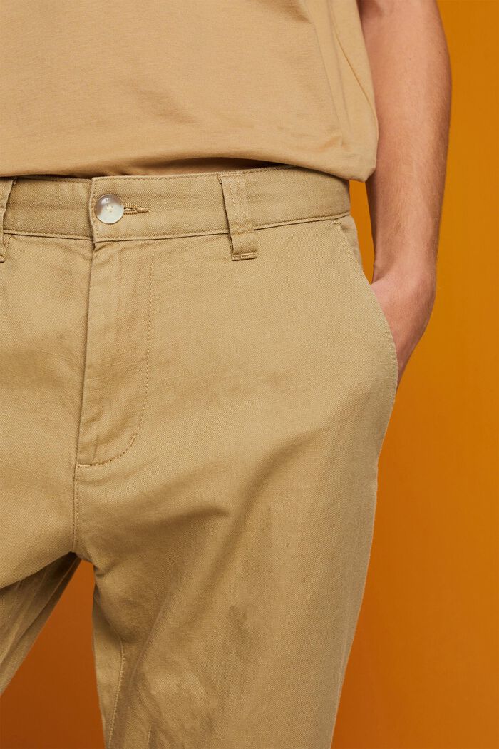 Cotton and linen blended trousers, KHAKI BEIGE, detail image number 2