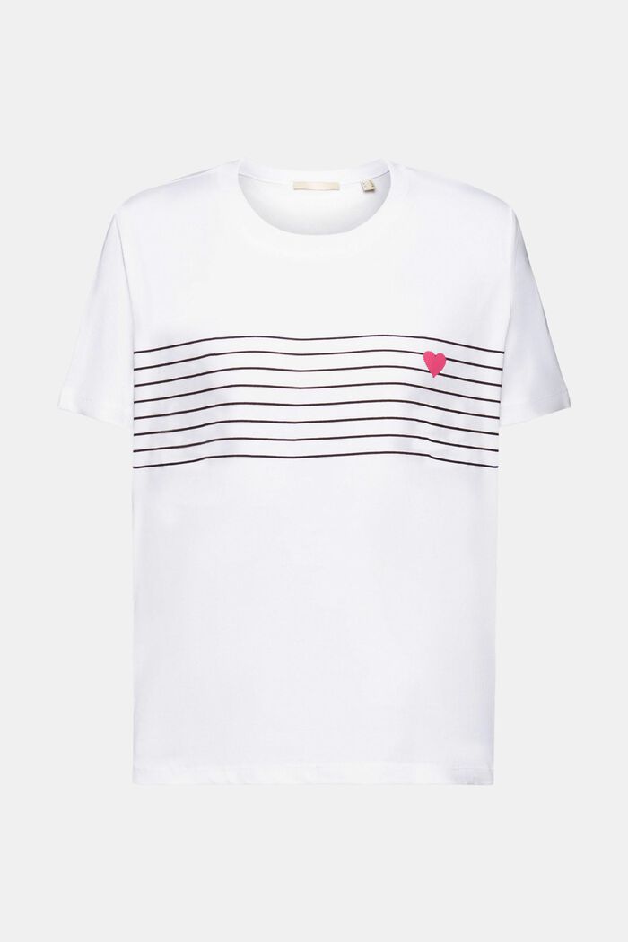 T-shirt with heart print, WHITE, detail image number 6