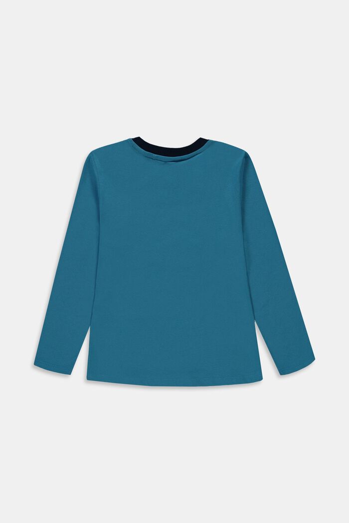 Printed long sleeve top, TURQUOISE, detail image number 1