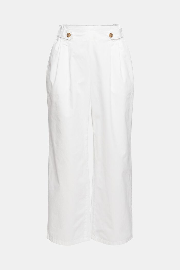 Cropped trousers with an elasticated waistband, 100% cotton
