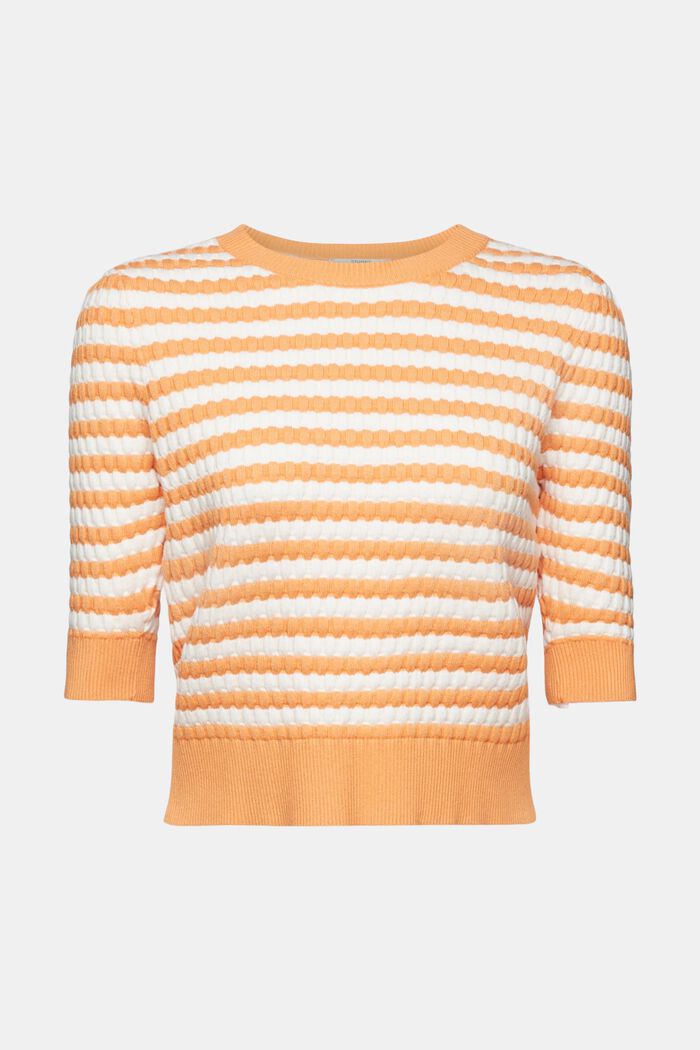 Striped bubble knit sweater with cropped sleeves, GOLDEN ORANGE, detail image number 6