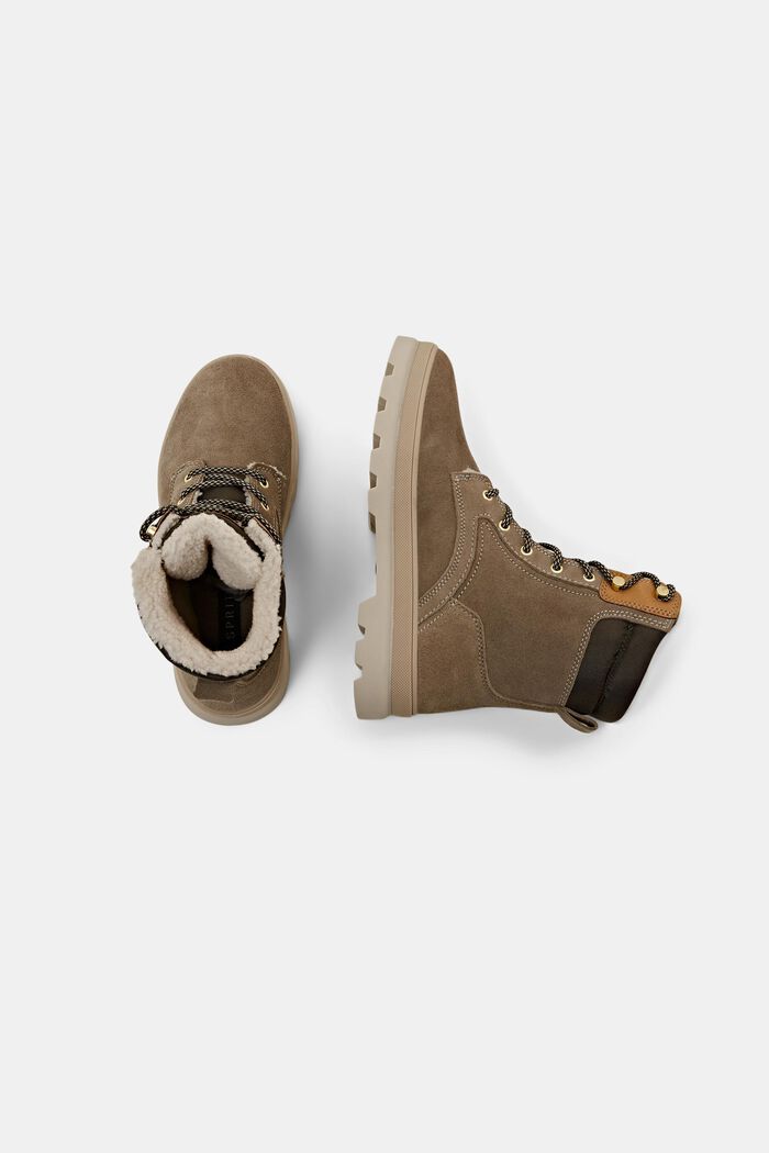 Suede lace-up boots with chunky sole, LIGHT KHAKI, detail image number 4