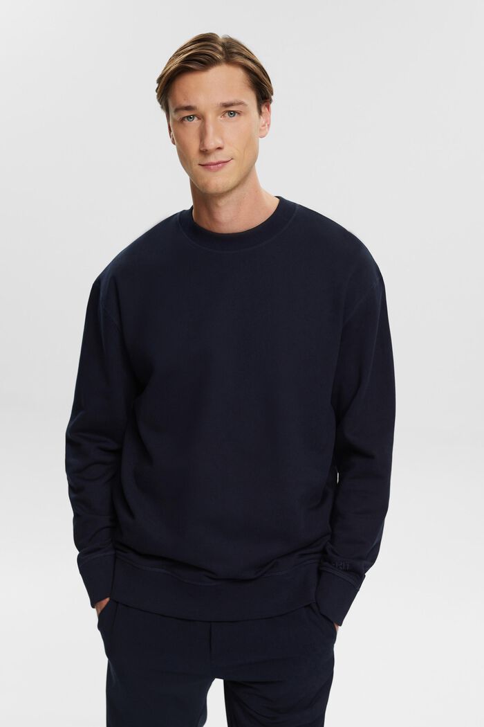 Sweatshirt with embroidered sleeve logo, NAVY, detail image number 0