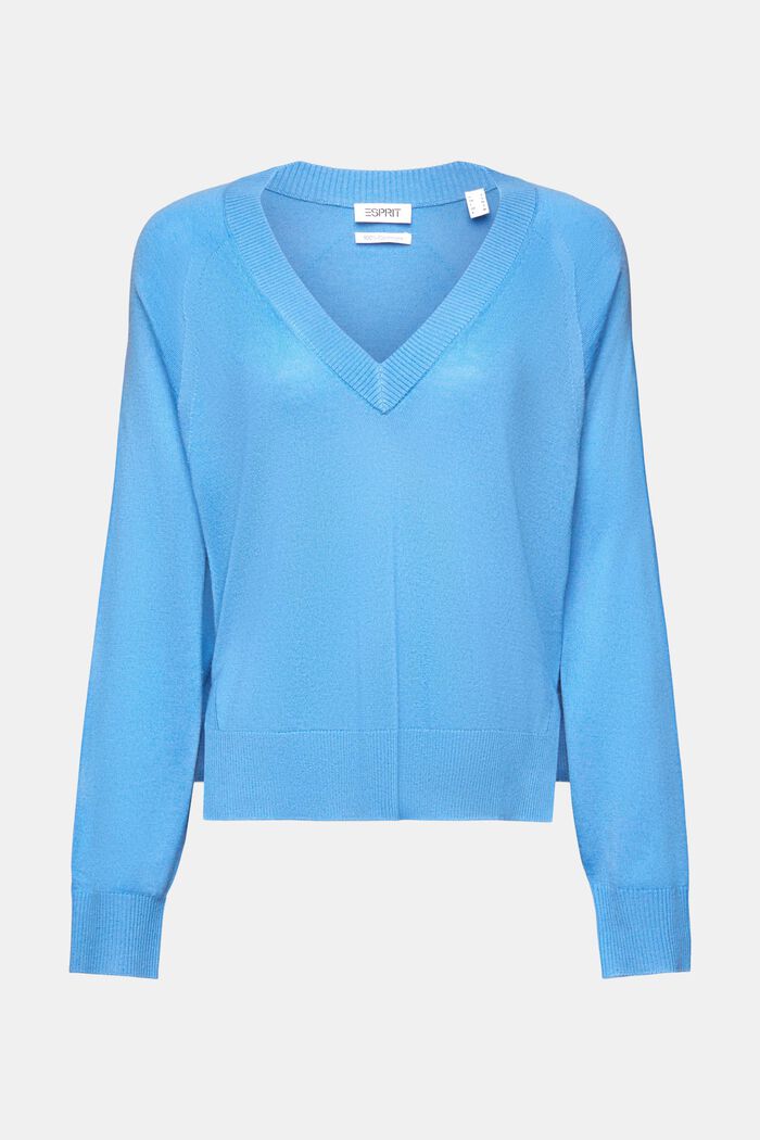 Cashmere V-Neck Sweater, BLUE, detail image number 5