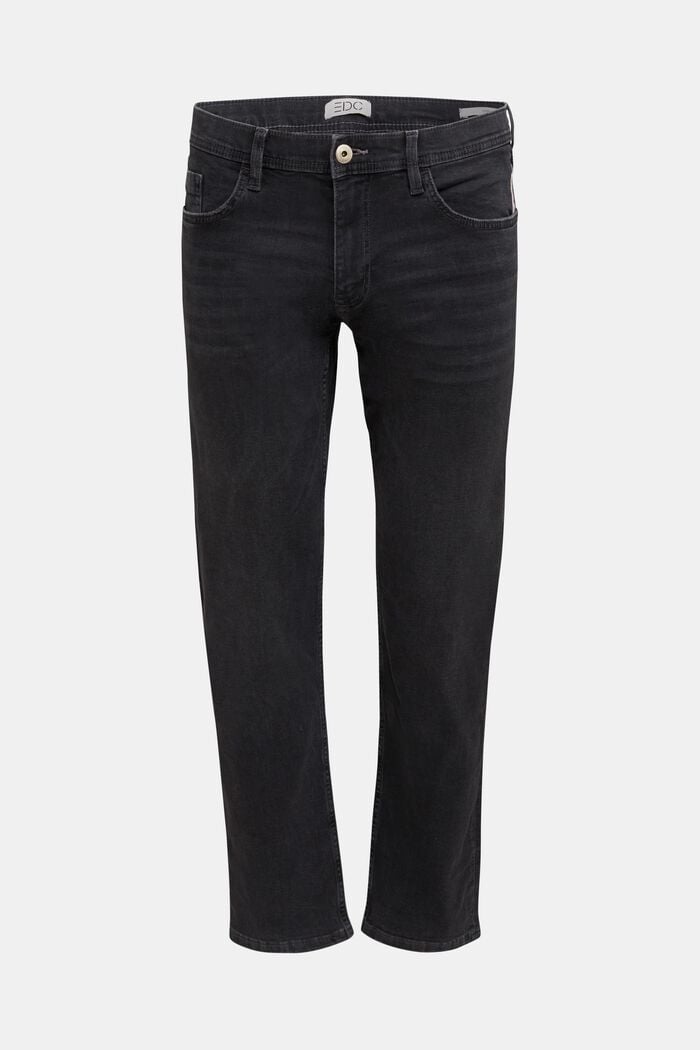 Basic jeans with organic cotton, BLACK DARK WASHED, overview