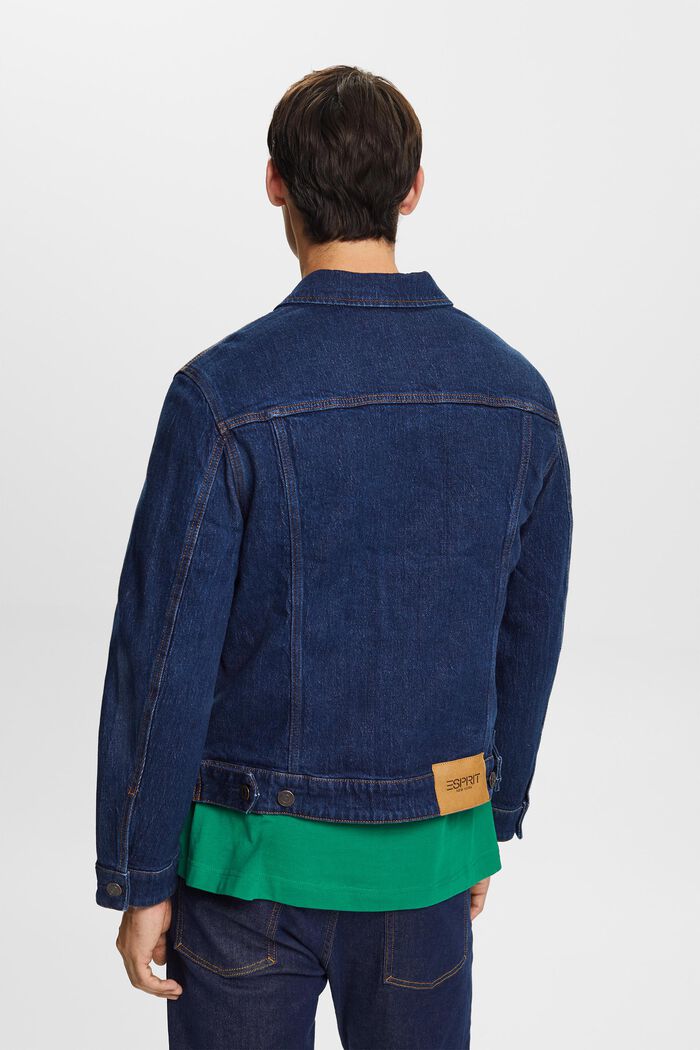 Jeans trucker jacket, stretch cotton, BLUE DARK WASHED, detail image number 4