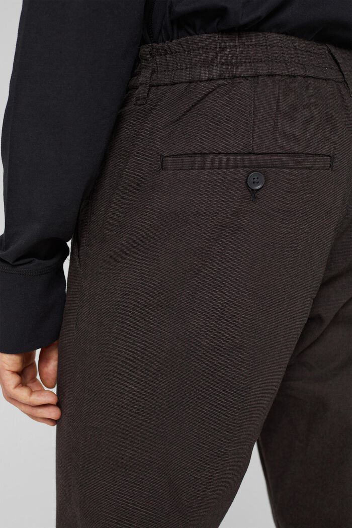 Two-tone suit trousers made of blended cotton, DARK BROWN, detail image number 5