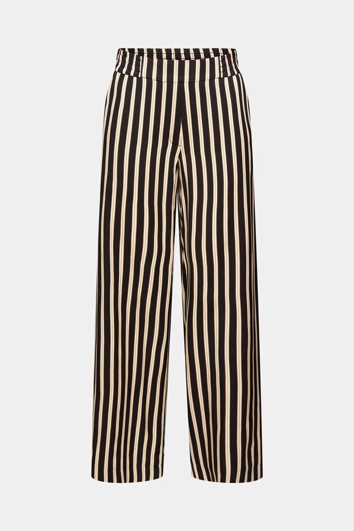 Striped fabric trousers with a wide leg