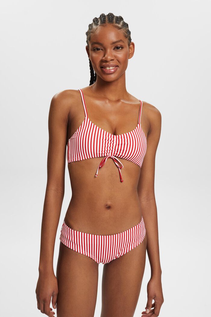 Striped Padded Bikini Top, DARK RED, detail image number 0