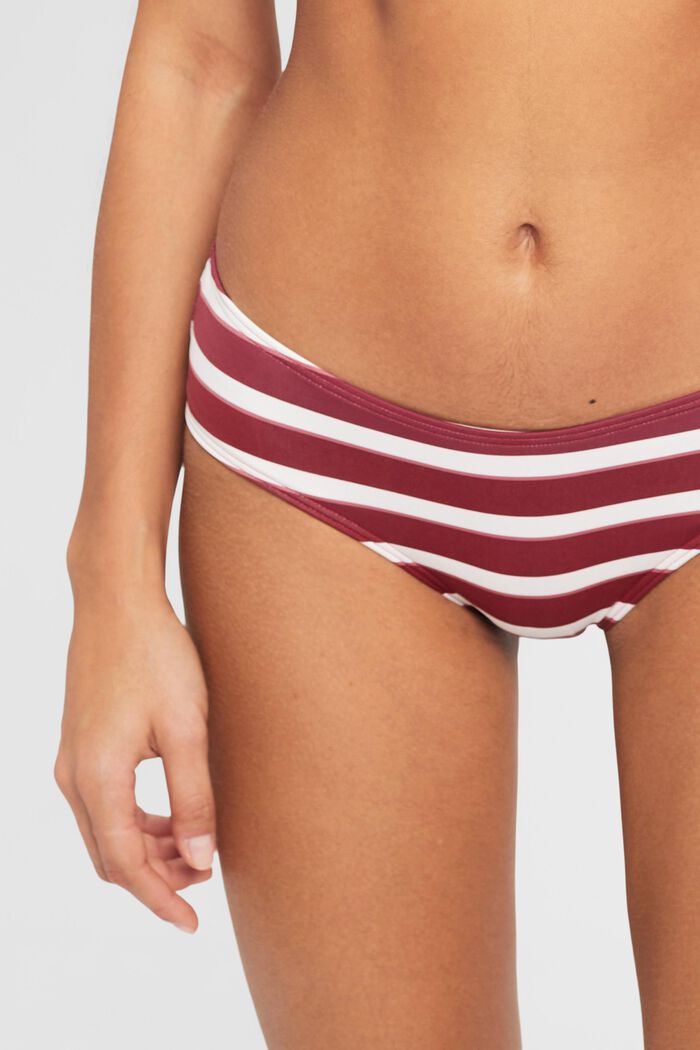 Striped hipster bikini bottoms, DARK RED, detail image number 1