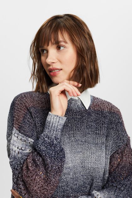 Gradient Open-Knit Mockneck Sweater