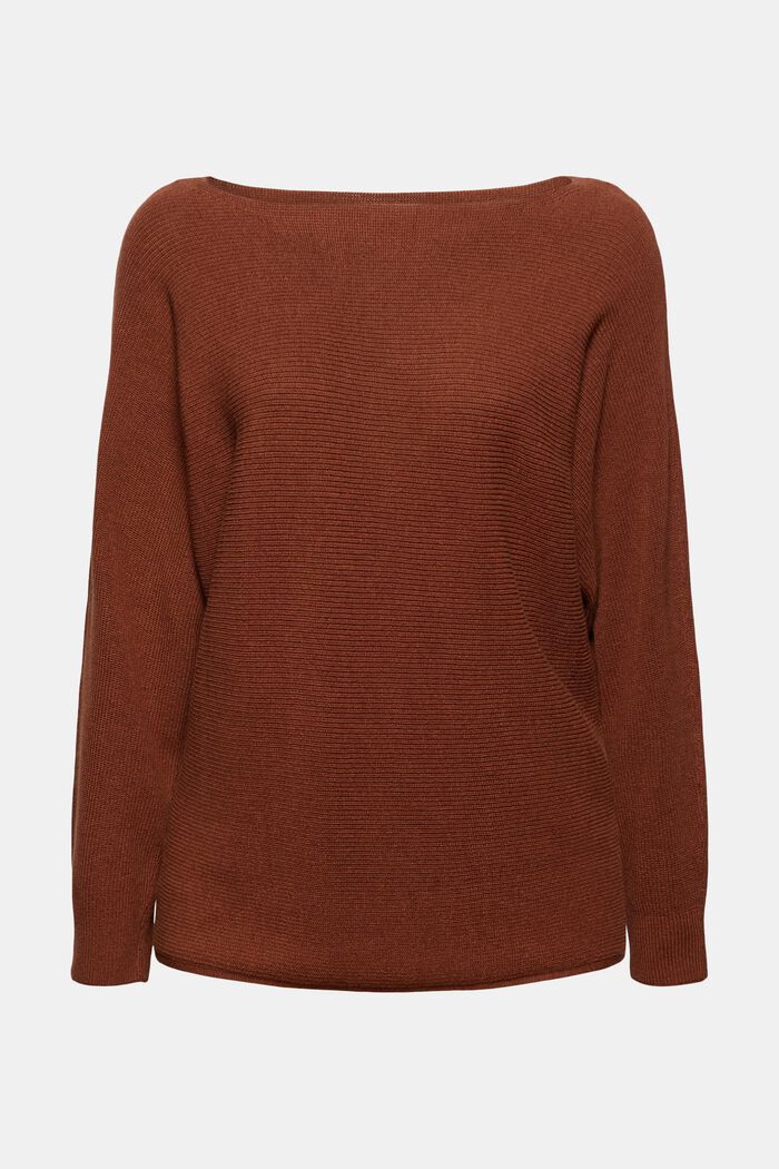 Bateau neck jumper made of organic cotton/TENCEL™, TOFFEE, detail image number 0