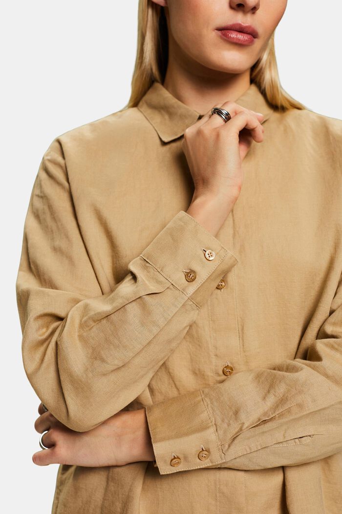 Linen-Cotton Shirt, BEIGE, detail image number 3