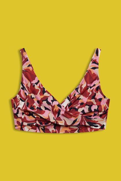 Underwired, unpadded bikini top with floral print