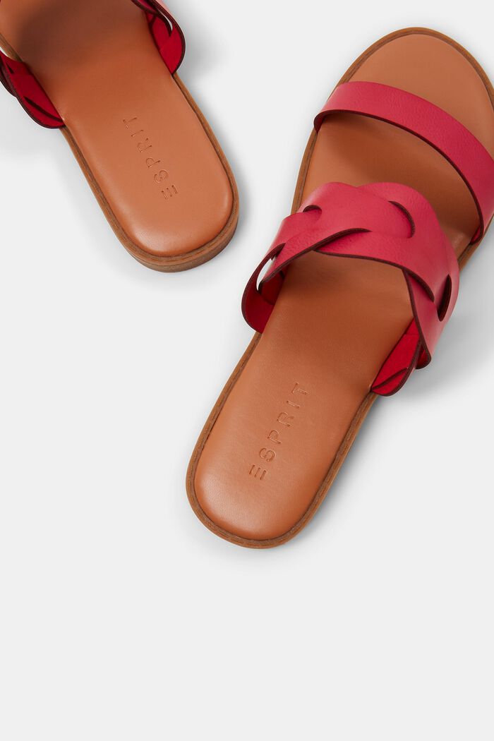 Braided Vegan Leather Slide Sandals, PINK FUCHSIA, detail image number 4