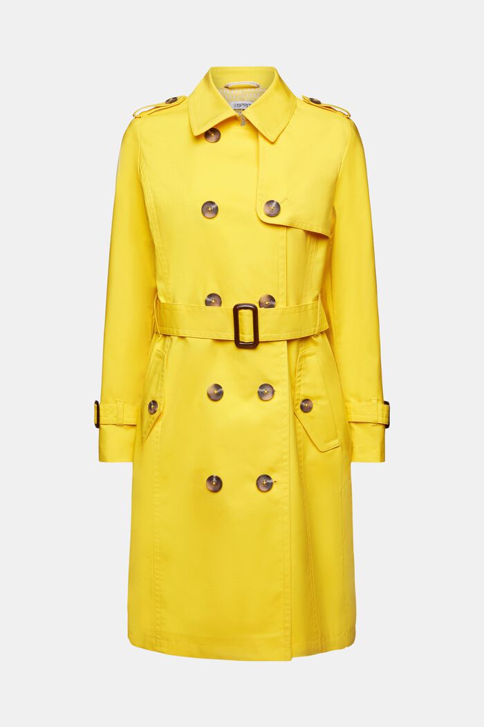 Belted Double-Breasted Trench Coat, YELLOW, detail image number 7